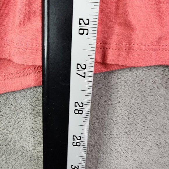 Womens Coral Pink Ruched Knit Top V Neck Long Sleeve Ava & Viv Plus Size 1X - Picture 11 of 12